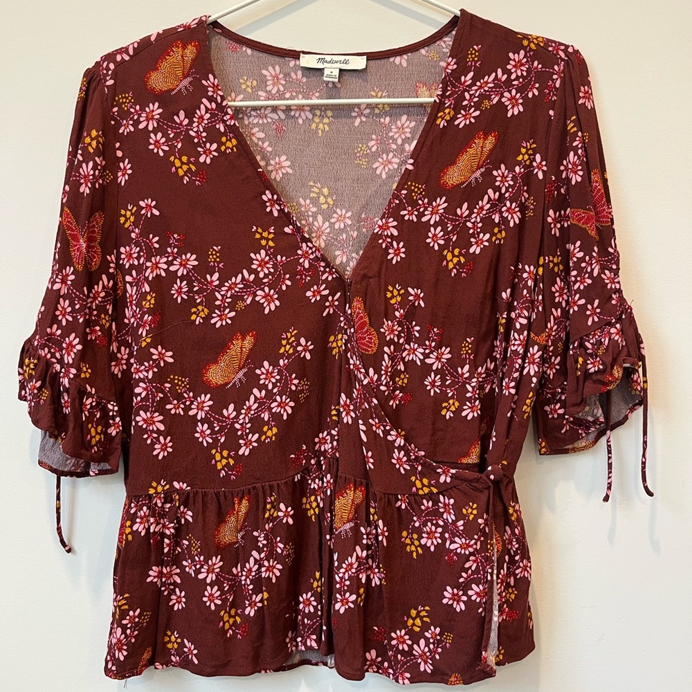 Madewell floral butterfly blouse